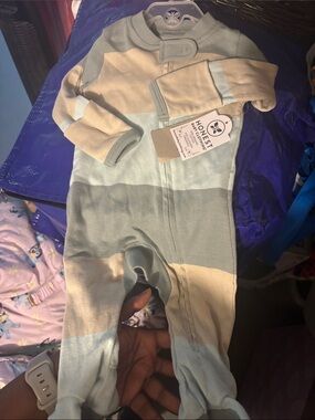 NEST Fragrances Blue & Cream Striped Baby Footed One-Piece